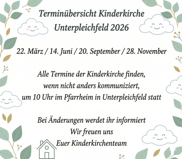 Ein nett gestaltetes Plakat mit vier Terminen.