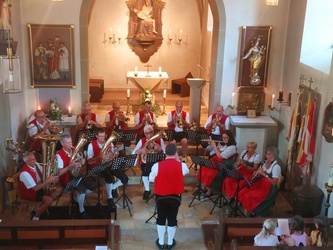 Blick auf die Püssensheimer Musikkapelle von den Emporen aus.