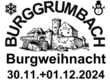 Logo zur Burgweihnacht, das eine schwarz weiß Grafik der Burg zeigt sowie das Datum.