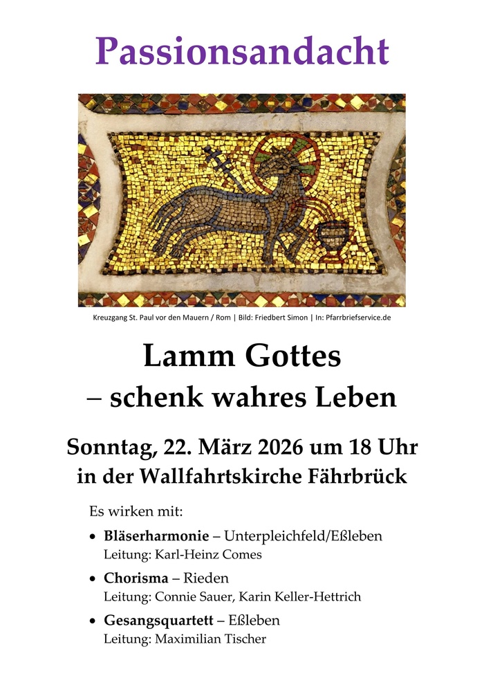 Das Einladungsplakat mit einem Foto vom Lamm Gottes